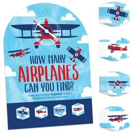 Big Dot of Happiness Taking Flight - Airplane - Vintage Plane Baby Shower or Birthday Party Scavenger Hunt - 1 Stand and 48 Game Pieces - Hide and Find Game