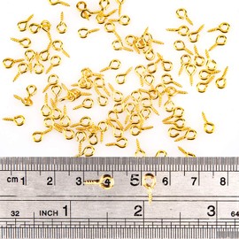 AIEX 300 Pcs Screw Eye Pins Hooks Eyelets Screw Threaded for Jewelry Making Findings DIY Crafts, Gold