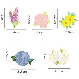 YINSMALLQI 5 Pieces Enamel Flower Brooch Pins Set,Cute Alloy Brooch Pins for Clothing Bags Jackets Accessories Supplies DIY Crafts, Small, Stainless Steel, no gemstone
