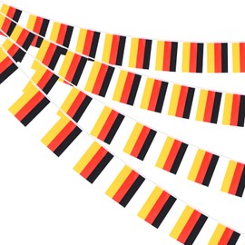 AhfuLife Germany Bunting Flag Chain, 1 Piece, 30 German Flags 20 x 28 cm - 12 m Double-Sided Rectangle Fabric German Bunting Garland for Euro Football Eurovision House Party Bar 2024 Decoration