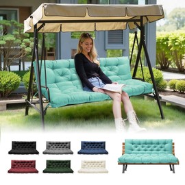 DANGHOOGY Porch Swing Cushions, Waterproof Outdoor Swing Cushions for Patio Furniture with Backresk, 2-3 Seater Thickened Patio Swing Replacement Cushion 60×40" (Teal)