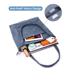 Iioscre Corduroy Tote Bag for Women,Hobo HandBags with Zipper,Large Capacity Casual Shoulder Handbags with Inner Pockets