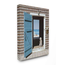 Stupell Industries Dog Between Doorways Calming Coastal Scene, Designed by Zhen-Huan Lu Wall Art, 16x20, Canvas
