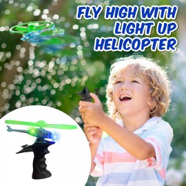 Playbees Light Up Ripcord Helicopters, 2 Pack � Flying Toys with Flashing LED Lights