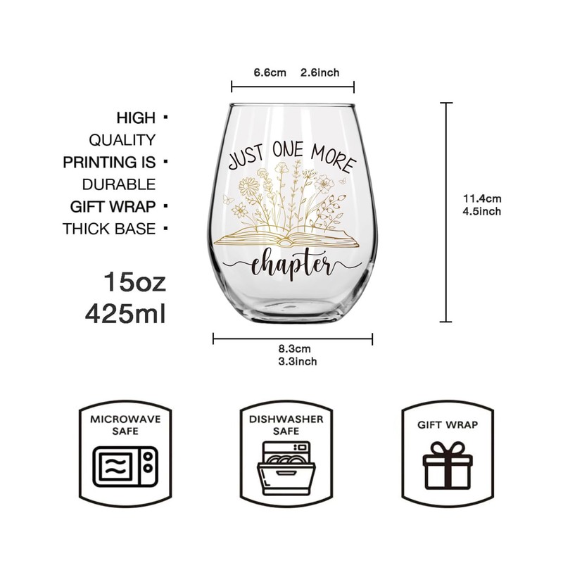 ZWV Gifts for Book Lovers Women Wine Glass,Bookish Gifts For
