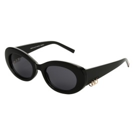 Betsey Johnson Women's Lucky Charm Oval Sunglasses, Black, 36 mm