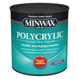 Minwax 63333 Clear Polycrylic Water-Based Protective Finish Satin, Quart, 1 Quarts (Pack of 1)