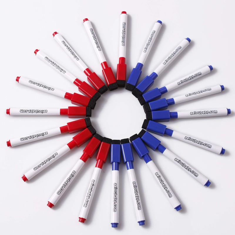 aeioubaby.com 20 Magnetic Whiteboard Markers with Integrated Eraser, Special Dry