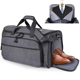 HILOMON Garment Duffle Bags for Travel, YKK Zippers Carry On Convertible Suit Bag with Waterproof Compartment & Shoe Compartment & Shoulder Strap