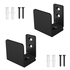 Bdmetals Sliding Barn Door Floor Guide,U Shape Adjustable Door Bottom Guide,Flush/Flat Bottom Design,Wall Mounted U- Guide for Barn Sliding Doors and Cabinets（1-7/8"H，Black，2 Pack）