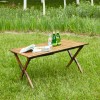 Durable Folding Aluminum Alloy Roll-up Rectangular Outdoor Tablecolor: Brown, size: