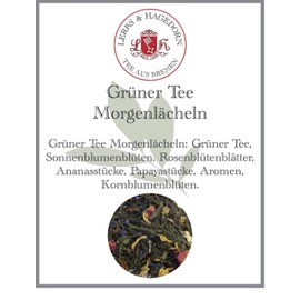 Lerbs & Hagedorn, Green Tea Morning Smile, Exotic Fruit Note 250 g (approx. 21 Litres) Rose Petals, Pineapple Pieces, Papaya Pieces