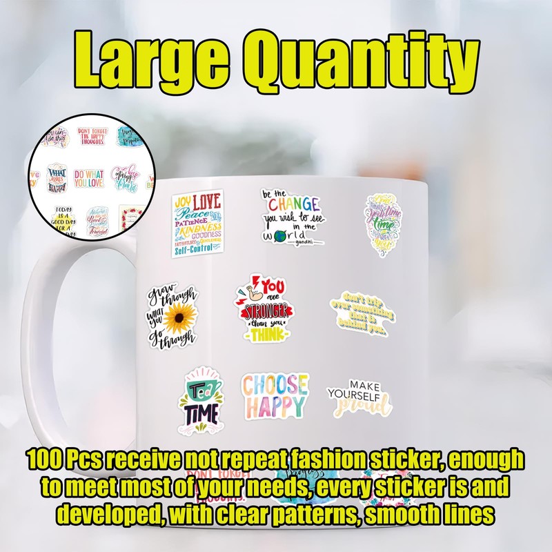 Inspirational Words Stickers, 100 Pcs Positive Motivational Quote Stickers for