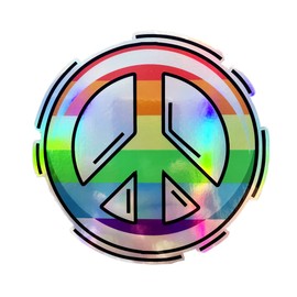 WickedGoodz Rainbow Peace Symbol Holographic Vinyl Decal - Love Bumper Sticker - for Laptops Tumblers Windows Cars Trucks Walls