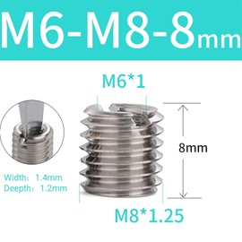 BORDSTRACT Threaded Insert Reducing Nuts, M6 x 1 M8 x 1.25 8 mm Stainless Steel Repair Insert Nut Thread Nuts Conversion Kit Pack of 10