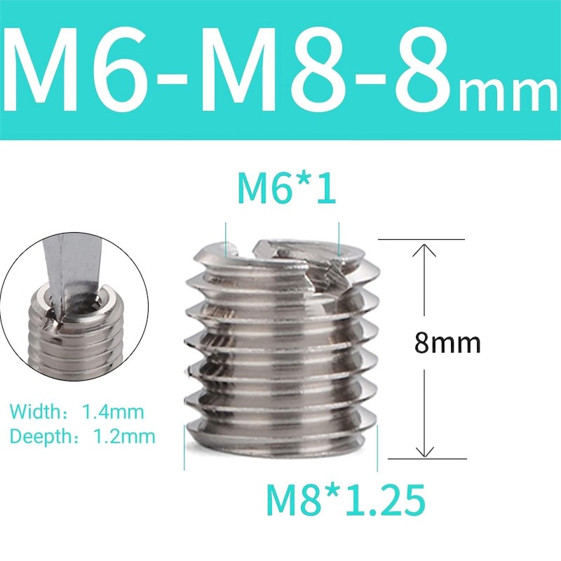 BORDSTRACT Threaded Insert Reducing Nuts, M6 x 1 M8 x