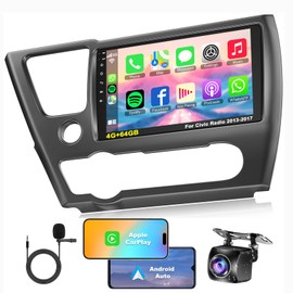 [4G+64G] Android 13 Car Radio for Honda Civic 2013-2017(Only US Version), 9” IPS Touchscreen Supports Wireless Carplay&Android Auto, Bluetooth &GPS,FM Radio& Back-up Camera, Civic Stereo