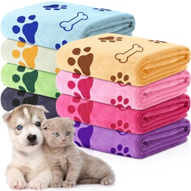 Chumia 8 Pcs Bulk Towels for Drying Dogs Cats Pet Towels Puppy Microfiber Quick Drying Dog Paw Bath Bathing Supplies Absorbent for Medium Pets(Sweet Color,18 x 28 Inch)
