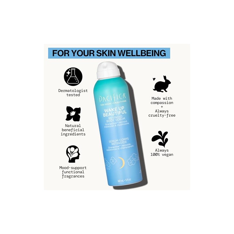 Pacifica Wake Up Beautiful Body Serum, Hydrating & Lightweight, Retinol,
