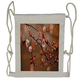 Ambesonne Nature Drawstring Backpack, Sakura Flourishing, Sackpack Bag