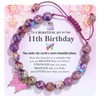 YUCSAWJK 6-18 Birthday Gift Natural Stone Beautiful Purple Butterfly Bracelet