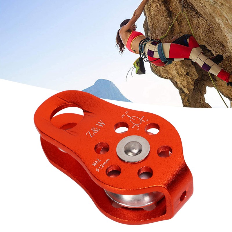 Rock Climbing Pulley Fixed Sideplate Single Sheave Pulley Orange Lift