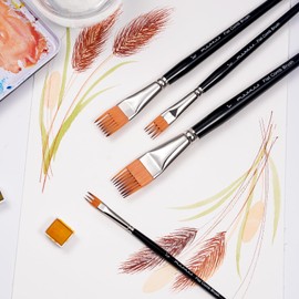 Fuumuui 5PCS Grainer Brush Set - Professional Flat Comb Brushes for Unique Texture Painting Perfect for Artists Acrylic, Watercolor and Oil