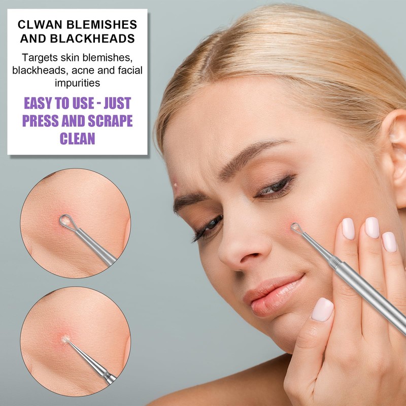 Blackhead Extractor, Metal 2 in 1 Black Head Acne Clean