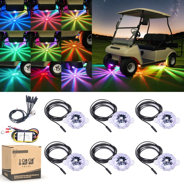 10L0L Golf Cart Underglow LED Light Kits -6 Pods Neon