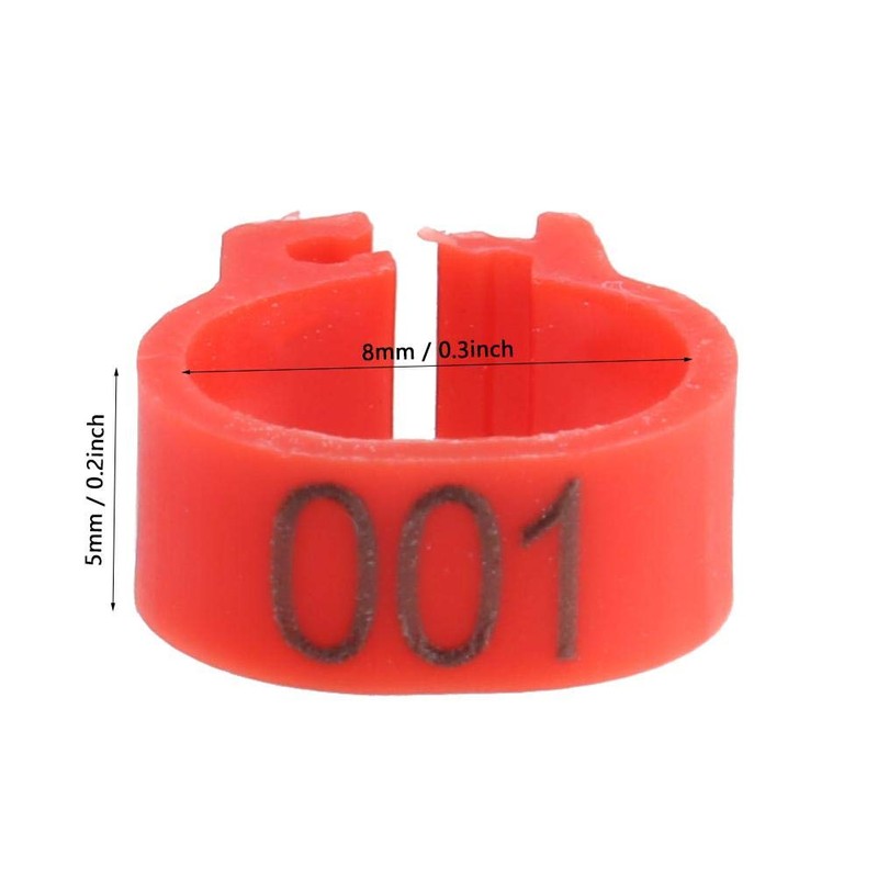 100 Pcs 8MM 001-100 Numbered Pigeon Leg Rings,Plastic Pigeon Legs