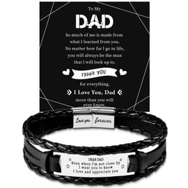GBTBYS Dear Dad Bracelet Braided Leather Bracelets, Fathers Day Gift for Dad from Daughter, Dads Gifts from Daughter Son, Birthday Gifts for Papa Father