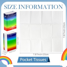 Paquete de 20 pañuelos de bolsillo a granel, tela de viaje suave de 3 capas, diseño de degradado de arco iris, 10 hojas por paquete, paquetes individuales pañuelos faciales portátiles para oficina