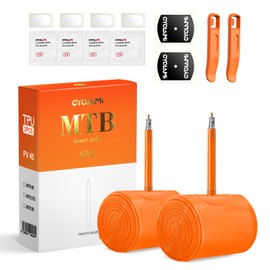 CYCLAMI TPU Inner Tube Road Bike 63g Ultralight MTB29 × 1.90/1.95/2.0/2.1/2.125 Bicycle Inner Tube with 45 mm Presta Valves, Pack of 2 (including Bicycle Inner Tube Repair Kit and Tyre Levers)