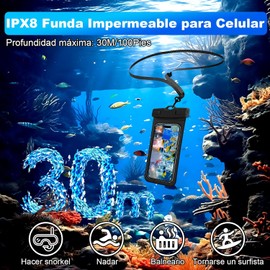 Lostrain Funda Impermeable Móvil Celular 2Pzs,IPX8 Protector de Celular para Agua,7.2 Pulgadas Bolsa contra Agua para iPhone 15/14/13/12 Plus/Pro MAX Galaxy S23 S22 Ultra Xiaomi Huawei Negro Rosa