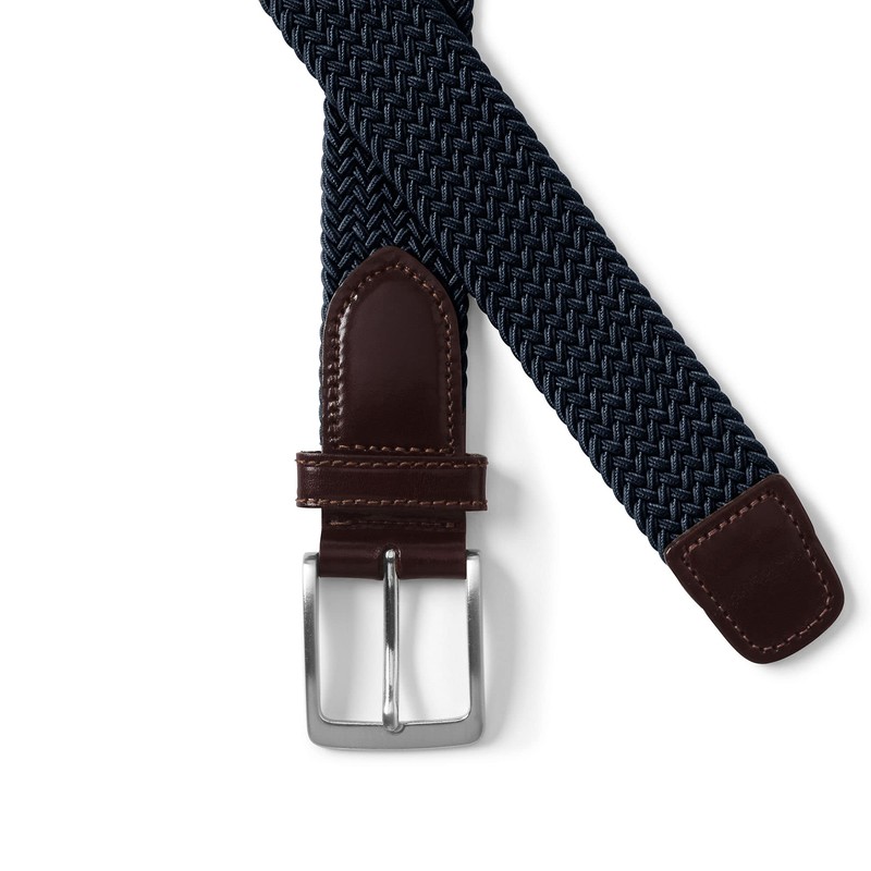Lands' End Mens Elastic Braid Belt Radiant Navy