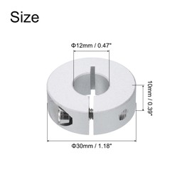 sourcing map 10pcs Single Split Clamp-On Shaft Collar 12mm Bore One-Piece Clamping Collar, 30mm OD, 10mm Thickness, Aluminum Alloy Set Screw Split Collar Clamp