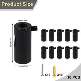 Monkey Swing, Pack of 10 Two-Piece Wall and Ceiling Pins Cable Attachment Surface-Mounted Cable Holder with Screws and Dowels for Lamp Textile Cable DIY (Black)