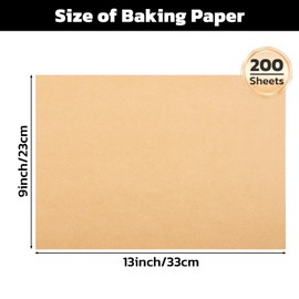 Beasea Parchment Paper Sheets for Baking, 200pcs 9x13 Inch Unbleached Precut Nonstick Heavy Duty Natural Parchment Baking Paper Sheets for Air Fryer Cooking, Grilling, Frying and Steaming