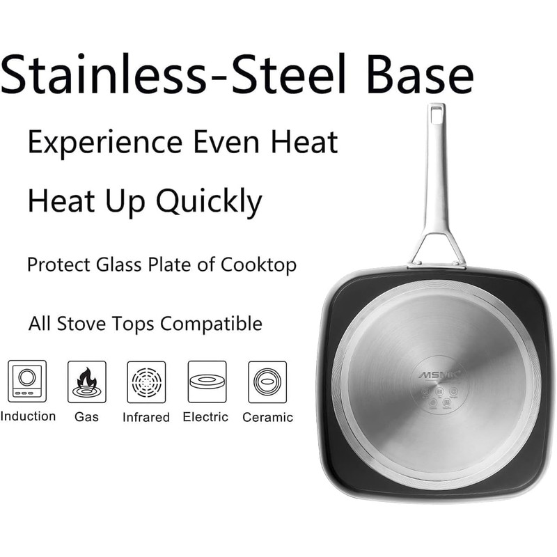 MsMk 11 Inch Induction Grill Pan, Bacon Carbonize also Nonstick,