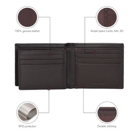 ESTALON Thin Leather Wallet For Men | Minimalist Design | Multiple Card Holder | RFID Blocked (Coffee)