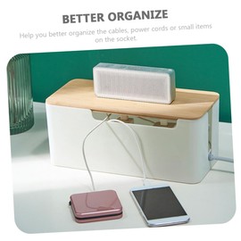 Gatuida Bamboo Lid Cable Organizer Box Wire Storage for Home Office Cord Management Box