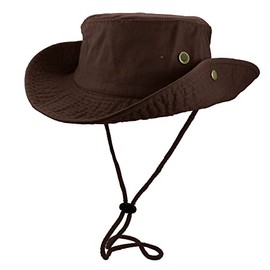 Gelante 100% Cotton Stone-Washed Adjustable Bucket Safari Boonie Sun Hats.1910-1PC Dark Brown L/XL