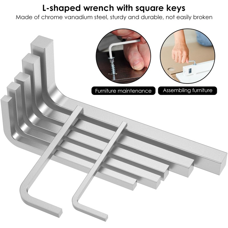 7Pcs Square Head Wrench Kit, 3/4/5/6/7/8/10mm Chrome Vanadium Steel Square