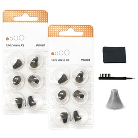 Click Sleeve Vented 2.0 Domes for Connexx,Siemens,Signia and Rexton RIC Hearing Aids with Cleaning Brush Tools (X-Small)