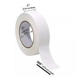 USA Made White Lab Labeling Tape Clean Remove, 500" Length x 1" Width, 1 Inch Core for Color Coding and Marking [1 Roll]
