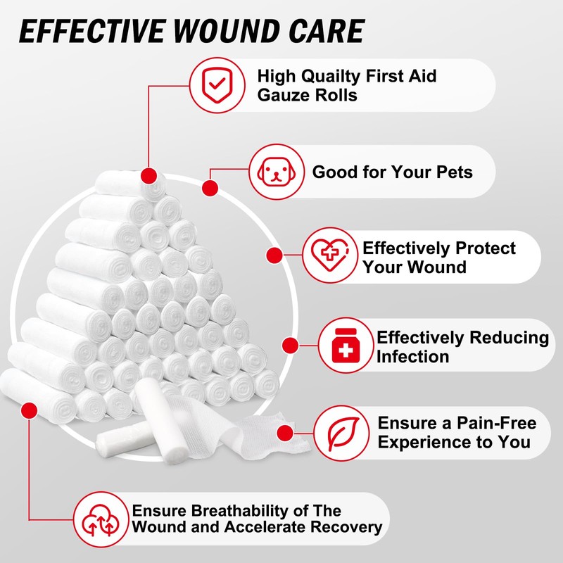 DMSKY Gauze Rolls 90 Pack, 4 in x 4.1 Yards,