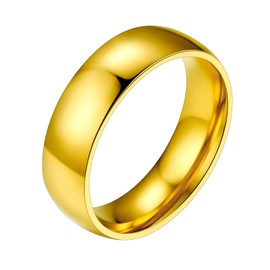 PROSTEEL Men's Ring 18K Gold-Plated, EU Size 54, High-Gloss Polished Band Ring, 6 mm Wide, Simple Partner Ring for Men, Fashion Jewellery Accessory for Birthday, Anniversary