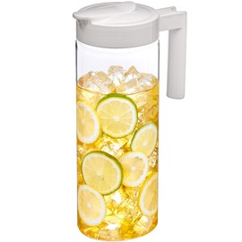Amazing Abby - Skinny - Tritan Pitcher (64 oz), Unbreakable Plastic Water Pitcher with Lid, BPA-Free, Heat-Resistant, Dishwasher-Safe, Great for Both Iced and Hot Drinks, Indoors and Outdoors, White