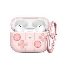 MINUUISCT Case for Airpods Pro/Pro 2nd Generation with Keyring, Classic Game Player Console Design Case, TPU Cover for Airpod Pro 2 Wireless Charging Case, Protective Case, Pink
