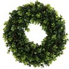 12-Inch Boxwood Wreath - Round UV Resistant Artificial Spring, Summer,